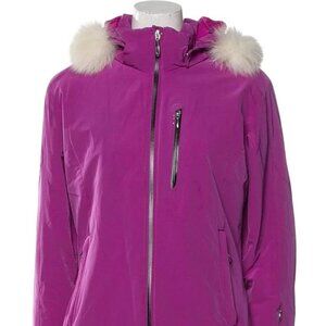 Descente Size 10 Fur trim purple rhinestone insulated waterproof ski snow jacket